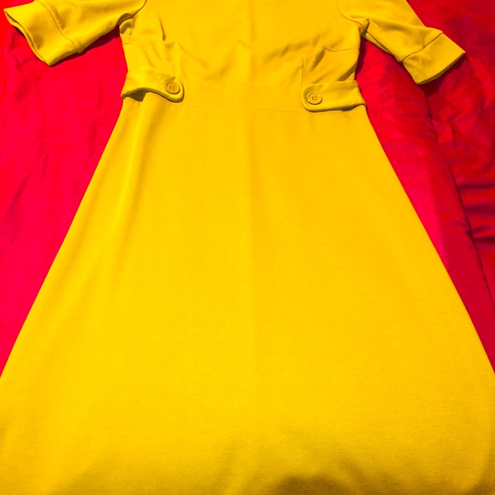 Mustard dress w scarf. Perfect for church or?